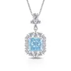 Colgante de Flor de Hielo de Piedra Preciosa de Color Brillante de Corte Alto Incrustado con Diamantes de Alto Carbono Versátil Cruzado Europeo y Americano de Lujo Ligero Collar Joyería para Mujer