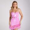 Vestido de Noite Transfronteiriço Feminino Sexy Apertado Vestido Saia de Um Passo Cinto de Pele Artificial Saia de Suspensório com Lantejoulas Roxas