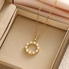 Venta caliente transfronteriza Collar de circón de perlas europeo y americano para mujer acero de titanio que no se desvanece moda simple nicho collar fábrica venta al por mayor