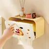 Caja de pañuelos de papel para inodoro de dibujos animados linda para montaje en pared al por mayor, instalación sin taladro, caja de almacenamiento impermeable para toallas de baño