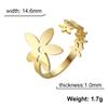 Directo de fábrica moda simple acero de titanio chapado en oro de 18K apertura de flor hueca anillo de acero inoxidable