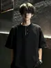 Camiseta de Manga Corta para Hombre, Marca de Moda, Corte Holgado, Mangas Tres Cuartos, Nuevo Estilo Verano 2026, Moda de Celebridad de Internet, Top Sencillo, Moderno
