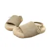 Nuevas Zapatillas de Felpa para Exteriores de Algodón 2026 para Mujer, Sandalias de Punta Abierta, Otoño, Correa Trasera Peluda de Suela Gruesa, Color Marrón Camello