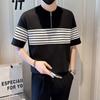 Fw10351 Verano 2025 Estilo Dueño de Tienda Chico Social Cuello Henley Camiseta de Manga Corta Ajustada Hombre Negocios