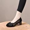 Sapatos de malha para mulheres 2024 verão estilo coreano arco boca rasa cabeça redonda duas alturas sapatos de malha preta mocassins femininos