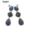WT-E689 Estilo Chino Retro Estilo Corte Atmosférico Tres Joyas Colgante Geométrico Largo Pendientes para Falda de Suéter