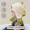 Gorro de Invierno para Bebé con Protección para las Orejas, Gorro de Punto Grueso con Diseño de Dinosaurio Estéreo Lindo, Gorro Cálido a Prueba de Viento con Forro de Felpa para Niños