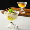 Vaso Alto para Helado con Patrón Vertical Estilo Retro en Relieve, Vaso para Postre de Vidrio, Vaso para Helado, Vaso Alto, Vaso para Jugo, Vaso para Agua