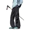 Pantalones de trabajo plisados estilo americano transfronterizos para hombre y mujer, pantalones exteriores de tres pruebas para primavera y otoño, pantalones casuales holgados y versátiles, pantalones largos deportivos