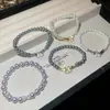 Pulsera con Cierre de Perlas y Zirconio Ovalado para Mujer, Pulsera Exquisita de Nicho de Lujo Ligero, Joyería de Lujo Ligero de Alta Gama al por Mayor