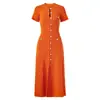 Moda Femenina Transfronteriza Estilo Europeo y Americano Vestido de Punto Acanalado con Calados de Manga Corta y Cuello Redondo Nuevo Verano 2026 Vestido Largo para Mujer