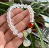 Pulsera de Ágata Gris Natural Flor de Loto, Pulsera de Calcedonia Hecha a Mano para Mujer, Regalo para Mejor Amiga, Disponible para Dropshipping
