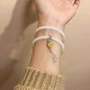 Pulseira de vidro com sinos de um passo, atacado, nó plano, trançada, pingente de flor oca, joia, joia para namoradas, presente