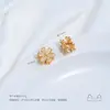 Cobre bañado en oro de 14 quilates con incrustaciones de circonita, colgante de cuenta de flor tridimensional, accesorios para pulsera y collar de cristal y perlas DIY
