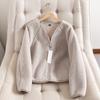 Ropa de otoño e invierno para mujer, abrigo de forro polar suave imitación borreguito, manga larga, cárdigan cálido de forro polar para mujer 439140