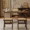 Nueva Mesa de Té para Balcón Estilo Chino con Bandeja de Té de Piedra Almacenamiento de Tetera Soporte para Té Mesa Pequeña para el Hogar Madera Maciza Mesa Simple para Preparar Té