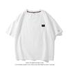 Camiseta de Manga Corta de Verano Moda Estampada Algodón Lino Holgada Manga Media Cuello Redondo Delgada Transpirable Camiseta Básica para Hombre