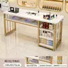 Mesa para Uñas 2026 Nuevo Modelo Individual Mesa Larga de Mármol Sintético Pequeño Juego de Mesa y Silla para Salón de Uñas Estación de Trabajo para Uñas