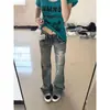 Jeans Retro de Calle Americano de Moda con Diseño Roto para Mujer, Pantalones Acampanados de Pierna Ancha Versátiles que Favorecen, Estilo Chica Picante