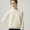 Suéter de tricô de cashmere de alta qualidade com gola alta meia para mulheres outono e inverno, top de manga raglan espessado, camada base de lã solta