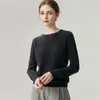 Suéter 100% Caxemira Pura Feminino Gola Redonda Slim Fit Camada Base Tricô Outono Inverno Novo Estilo Cor Sólida Versátil Top de Tricô