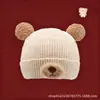 Gorro de Lana de Oso de Dibujos Animados para Mujer en Otoño e Invierno Gorro de Punto Grueso Cálido Gorro Lindo a Prueba de Frío con Protección para las Orejas Gorro de Tejer
