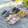 Comercio exterior transfronterizo 2026 pantuflas de talla grande, sandalias bordadas multicolor, zapatos casuales de moda planos de boca de pez para mujer