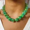 Colar com Pingente de Contas Coloridas a Laser Yongge Jewelry Estilo Europeu e Americano Colorido Bloqueio de Cores Joias de Contas de Vidro