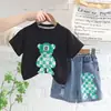 Roupas de verão novas para meninos 2023 Estilo Western bebê vermelho online moda traje de desenho animado tendência verão infantil bonito roupas infantis
