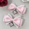 Pinza para el Cabello con Lazo de Encaje Estilo Dulce y Fresco Estilo Japonés Pinza Lateral Cruzada de Gama Alta para Mujer Pinza Superior Estilo Gótico Accesorio Popular para el Cabello