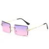 Gafas de Sol Cuadradas Personalizadas Procesadas con Borde Cortado Color Gradiente Océano Moda Europea Americana Ins Celebridad de Internet Estilo Callejero Gafas de Sol de Moda