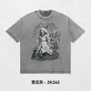 Camiseta Informal Holgada de Manga Corta con Estampado de Dibujos Animados y Anime, Algodón Lavado Transpirable Delgado de Verano, Transfronteriza, 230g