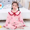 Pijama infantil para meninas, primavera e outono, manga longa, fino, para casa, conjunto infantil