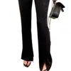 Calça feminina elegante de alta qualidade, corte slim, de Dongdaemun, Coreia