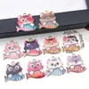 Gato de Dibujos Animados Comiendo Pescado Aleación Llavero DIY Pulsera Collar Colgante Esmalte Cadena de Teléfono Accesorio Piezas de Joyería