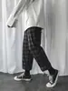 Pantalones Casuales de Cuadros para Pareja Hombres y Mujeres 2021 Verano Nuevos Sueltos Rectos Pierna Ancha Largo al Tobillo Estilo Coreano Moderno