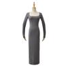 Vestido Europeu e Americano Kardashian de gola quadrada e manga longa Outono e Primavera novo estilo de garota popular vestido justo sexy tipo bainha saia de base