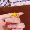 Novo Anel de Moeda de Cobre Dourado Atrai-Dinheiro Estilo Chinês, Design de Nicho, Anel Ajustável Atrai-Riqueza para Mulheres