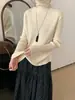 Suéter Base de Punto Canalé de Cuello Alto Estilo Coreano Nuevo Otoño e Invierno 2025 para Mujer, Suéter Interior Simple Versátil de Gama Alta de Moda
