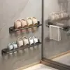 Estante para Zapatillas sin Taladro para Baño, Estante de Almacenamiento para Zapatos, Organizador de Pared para Inodoro, Estante de Drenaje