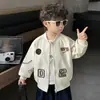 Chaqueta de Béisbol Elegante para Niños Niños Primavera y Otoño 1 Casual Atractivo Niños Pequeños y Medianos 2 Letras Bordadas Manga Larga Ropa Deportiva Moderna
