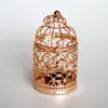 Artesanía Metálica Chapada en Oro Estilo Europeo Transfronterizo Portavelas Creativo con Forma de Jaula para Pájaros Decoración del Hogar Accesorios para Bodas Venta al por Mayor
