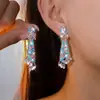 Pendientes de Borla Ovalados Anudados con Diamantes y Aguja de Plata Moda Retro Pendientes Elegantes Lujo Accesible Pendientes de Gama Alta