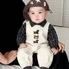 Ropa para bebé, overol de otoño, elegante conjunto de una pieza para salir, conjunto de dos piezas estilo coreano para bebé de primavera y otoño, para caballero