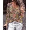 Wish Amazon Comercio Exterior Transfronterizo Europeo y Americano Top de Mujer Otoño e Invierno 2021 Camiseta de Manga Larga Estampada Floral para Mujer