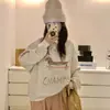 Camiseta de Manga Larga con Hombros Caídos y Diseño de Perro Dachshund con Grafitis de Primavera para Mujer, Diseño Holgado Adelgazante, Capa Interior Camiseta Base, Top para Otoño Invierno