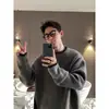 Otoño e Invierno Nuevo Gris Cuello Redondo Suéter de Punto Prendas Superiores Casual Simple Color Sólido de Moda Marca Elegante Ropa de Punto para Hombre de Moda
