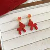 Pendientes Colgantes de Caballo Pequeño con Goteo de Aceite de Aguja Plateada, Pendientes Retro de Estilo Chino Nuevo, Pendientes de Lujo Ligero de Nicho para el Año del Zodiaco