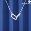 Amazon Transfronterizo Nuevo Collar de Clip de Papel Microincrustado de Circonita para Mujer Cadena de Clavícula de Moda de Doble Anillo de Venta Caliente Europea y Americana