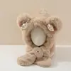 Gorro para niños, bufanda, gorro integrado, forro polar de invierno, grueso, protección para los oídos, conjunto de dos piezas a prueba de viento para niños y niñas.